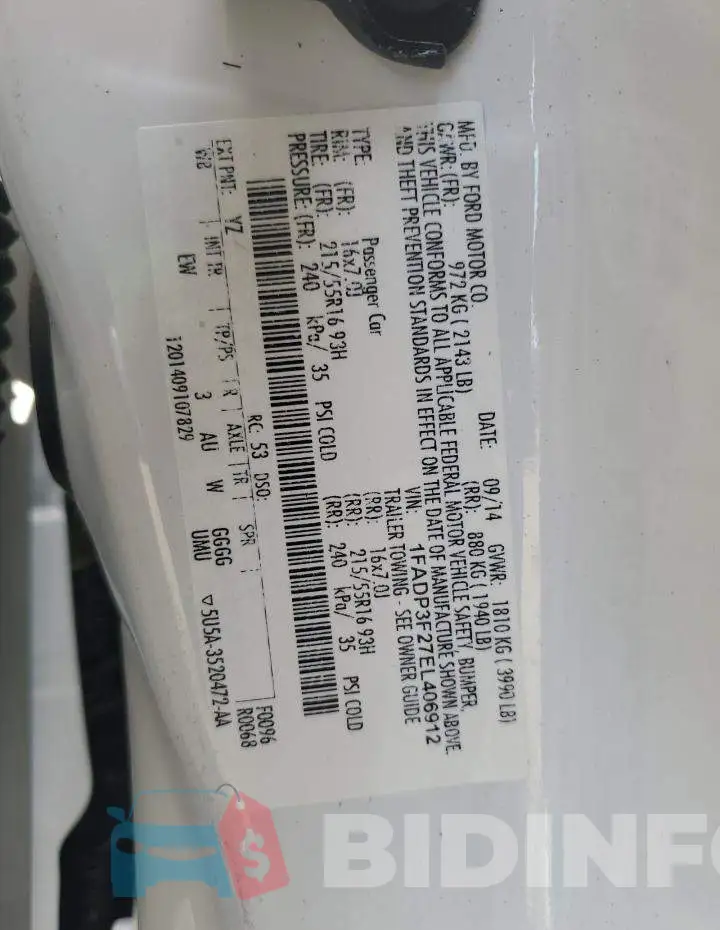 1FADP3F27EL406912 Photo# 12