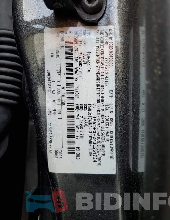 1FADP3H24JL261724 Photo# 12