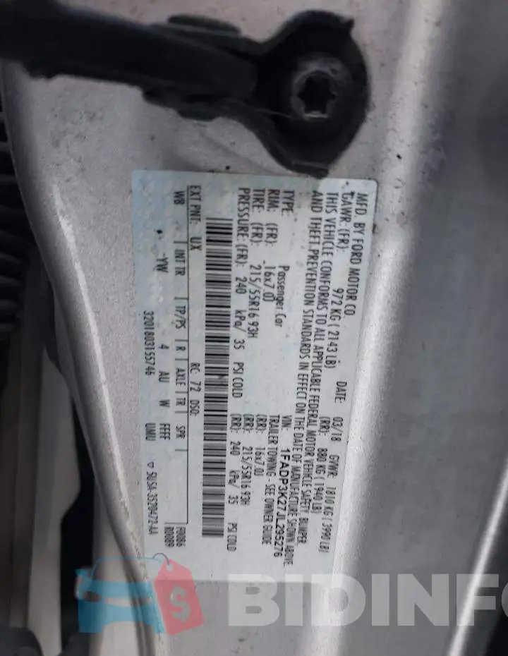1FADP3K27JL295276 Photo# 12