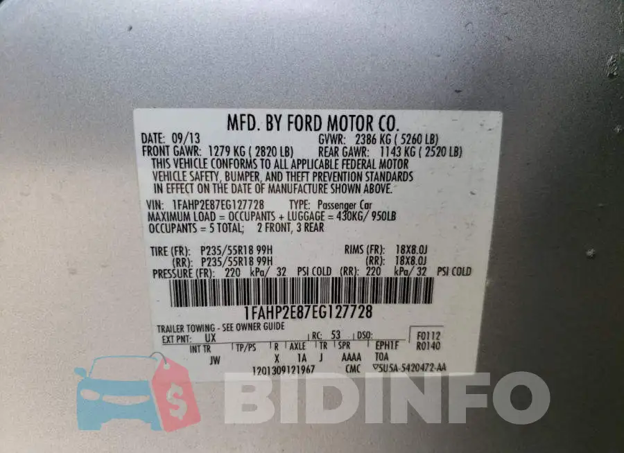 1FAHP2E87EG127728 Photo# 13