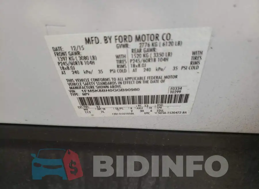 1FM5K8BH0GGB90980 Photo# 10