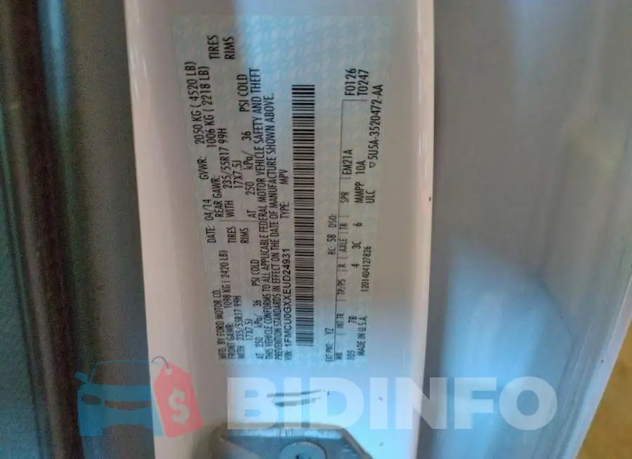 1FMCU0GXXEUD24931 Photo# 13