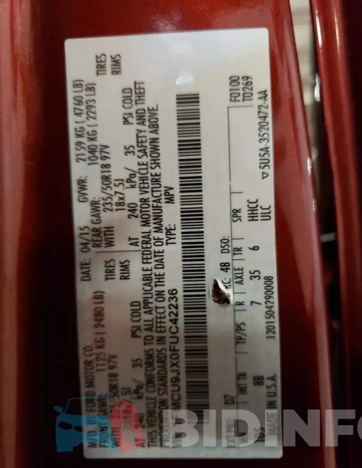 1FMCU9JX0FUC42236 Photo# 14