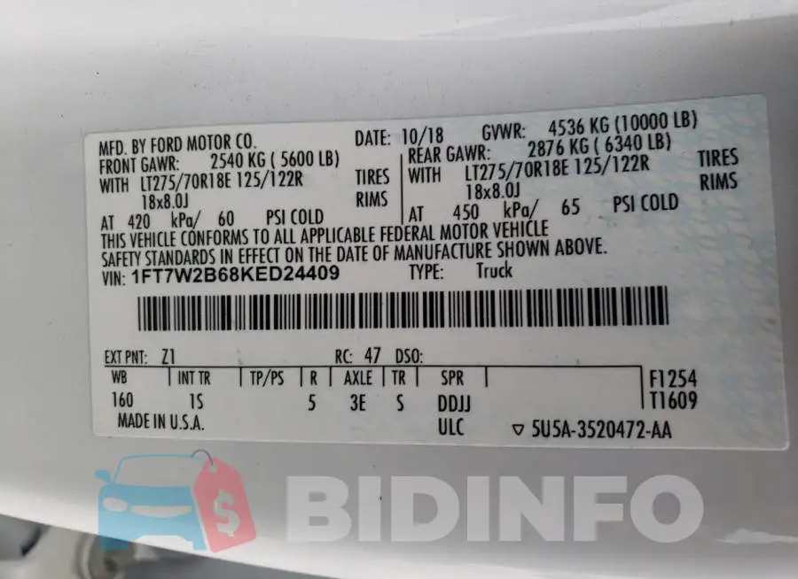 1FT7W2B68KED24409 Photo# 12