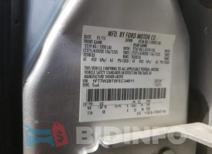 1FT7W2BT5FEC34811 Photo# 12