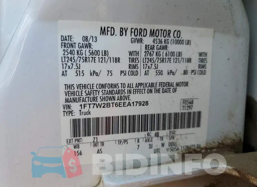 1FT7W2BT6EEA17928 Photo# 13