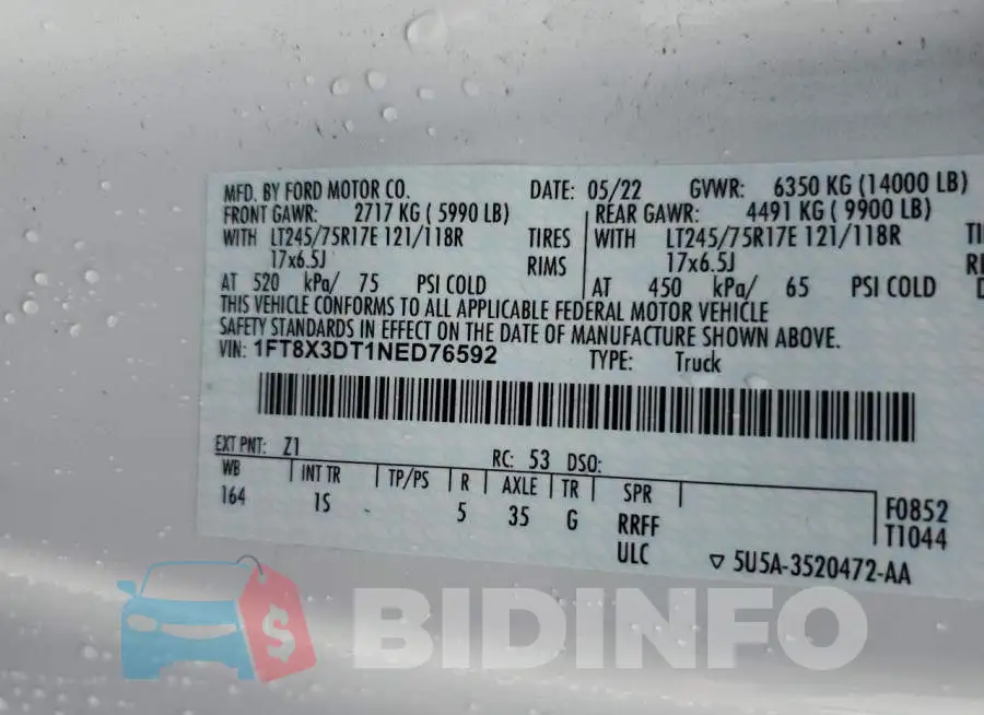 1FT8X3DT1NED76592 Photo# 12