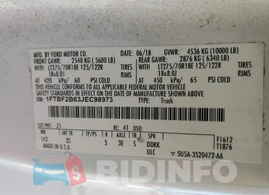 1FTBF2B63JEC98973 Photo# 12