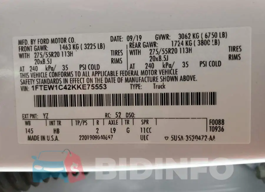 1FTEW1C42KKE75553 Photo# 12