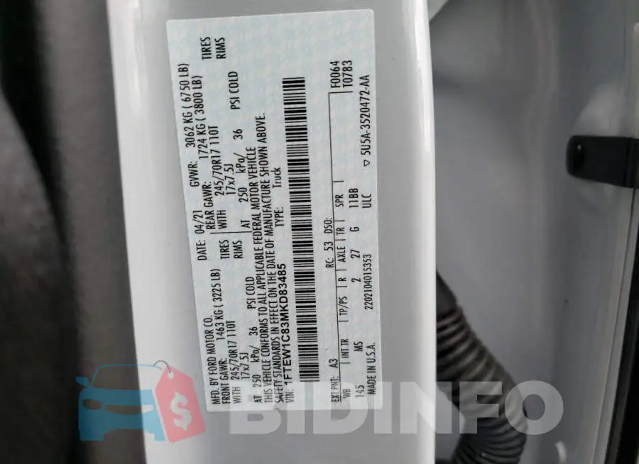 1FTEW1C83MKD83485 Photo# 12