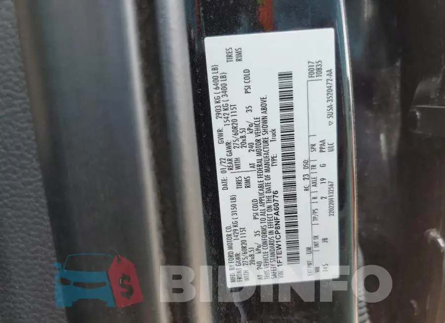 1FTEW1CP8NFA60776 Photo# 12