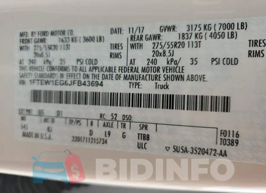 1FTEW1EG6JFB43694 Photo# 13