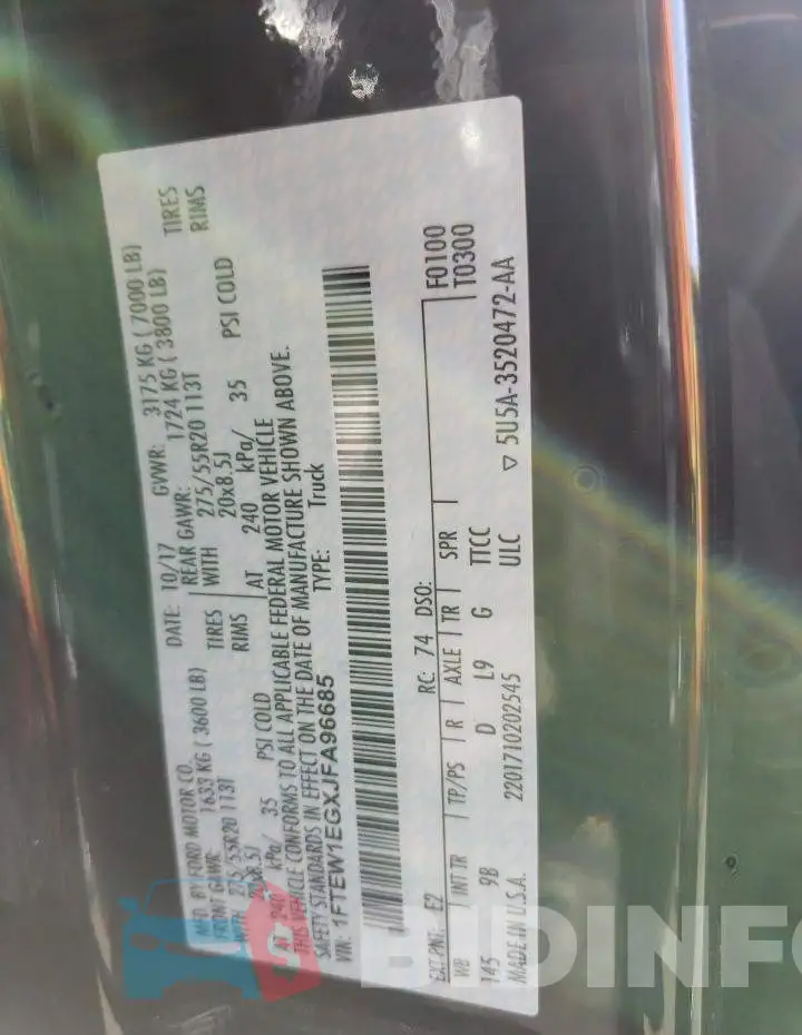 1FTEW1EGXJFA96685 Photo# 12