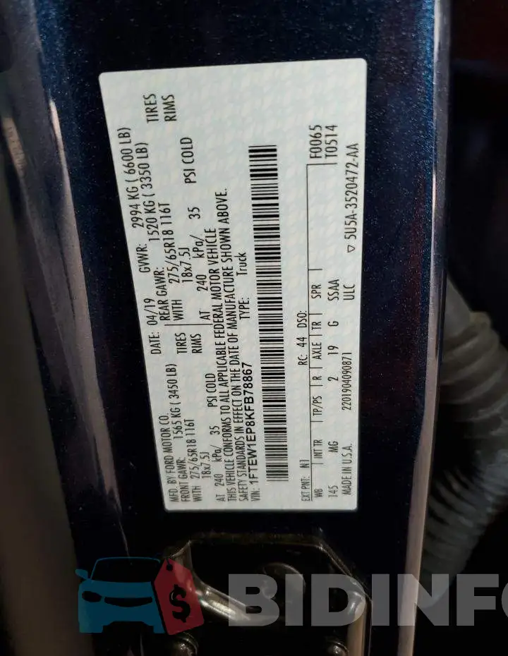 1FTEW1EP8KFB78867 Photo# 12