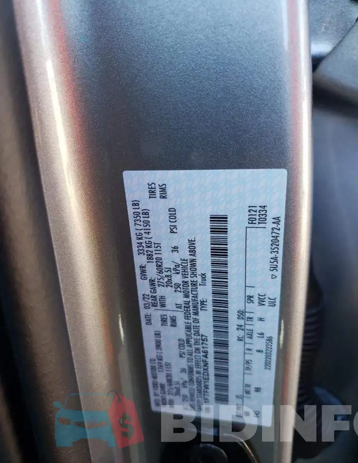 1FTFW1EDXNFA61757 Photo# 12