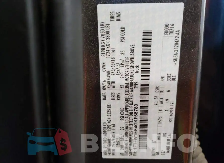 1FTFW1EF4GKF68780 Photo# 12