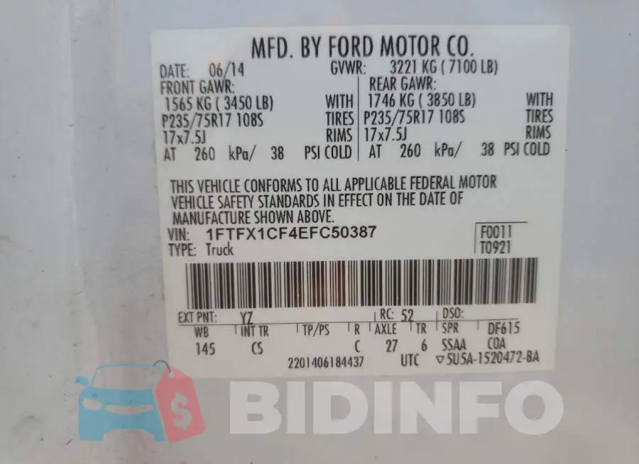 1FTFX1CF4EFC50387 Photo# 12