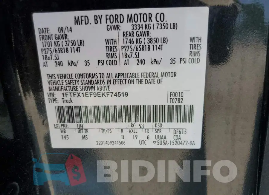 1FTFX1EF9EKF74519 Photo# 13