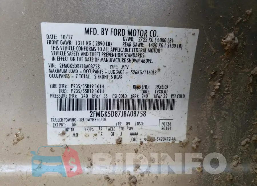 2FMGK5D87JBA08758 Photo# 12