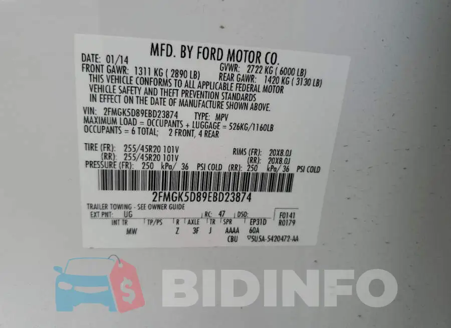 2FMGK5D89EBD23874 Photo# 14