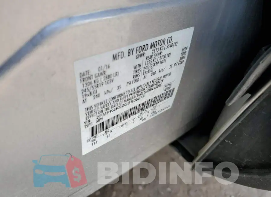 2FMPK4K92GBB05574 Photo# 12