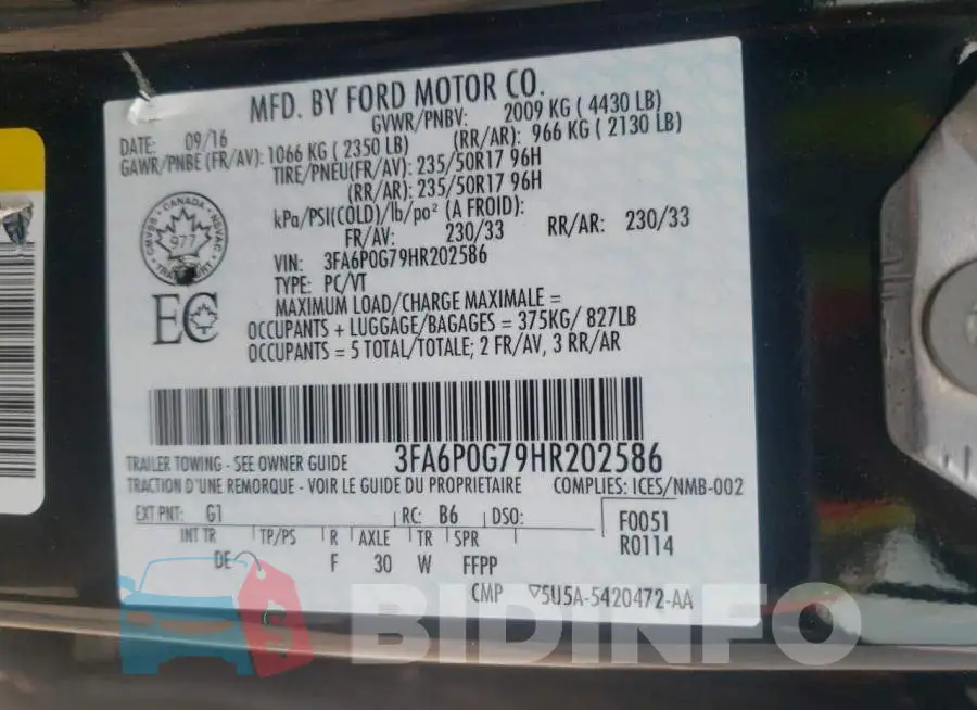 3FA6P0G79HR202586 Photo# 13