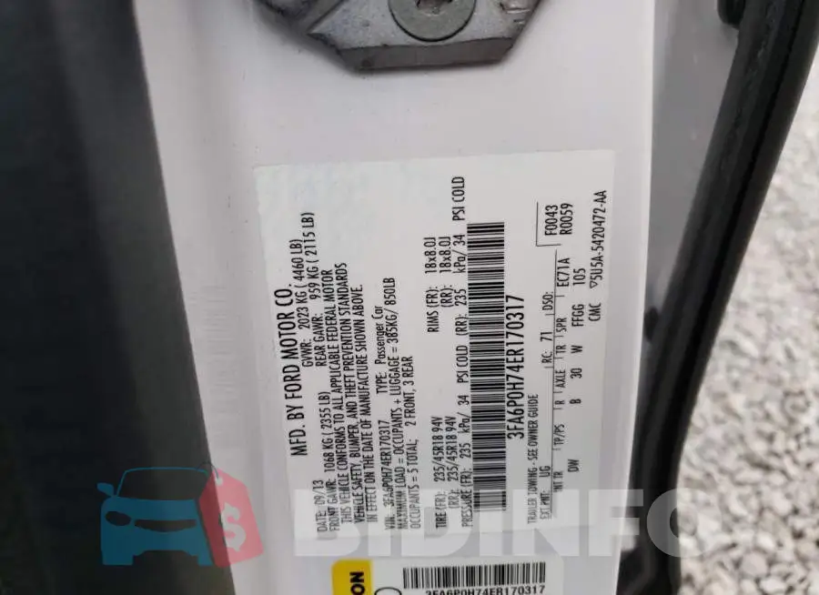 3FA6P0H74ER170317 Photo# 12