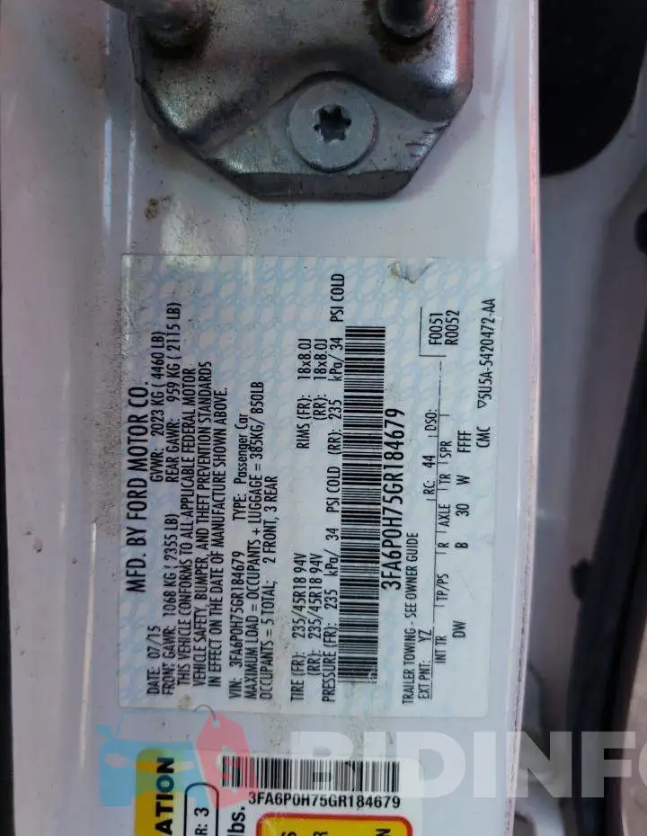 3FA6P0H75GR184679 Photo# 12