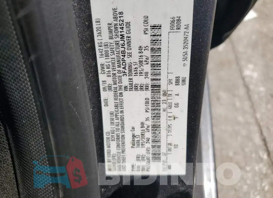 3FADP4BJ6JM145218 Photo# 12