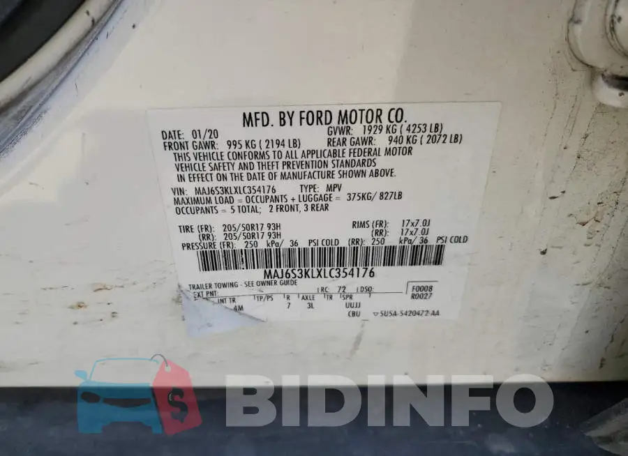 MAJ6S3KLXLC354176 Photo# 13