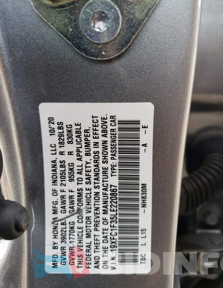 19XFC1F35LE220867 Photo# 12