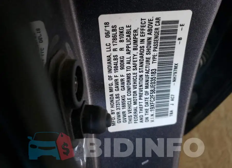 19XFC2F58JE035183 Photo# 12
