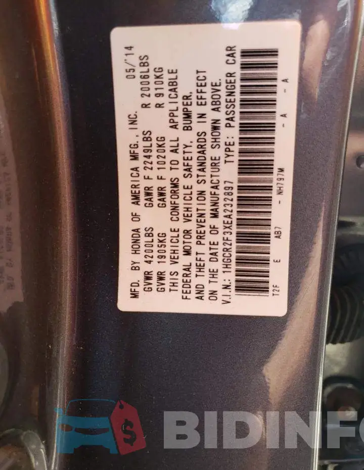 1HGCR2F3XEA232897 Photo# 13