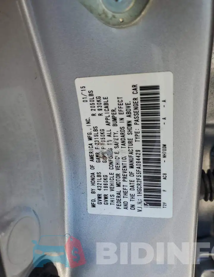 1HGCR2F55FA094429 Photo# 12