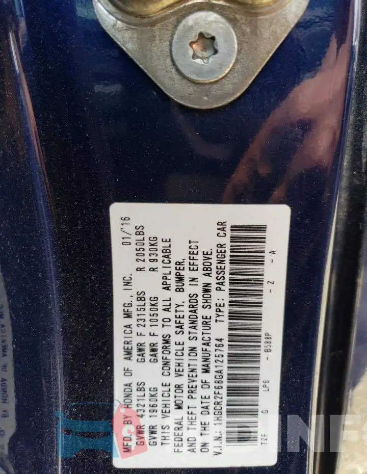1HGCR2F68GA125764 Photo# 12
