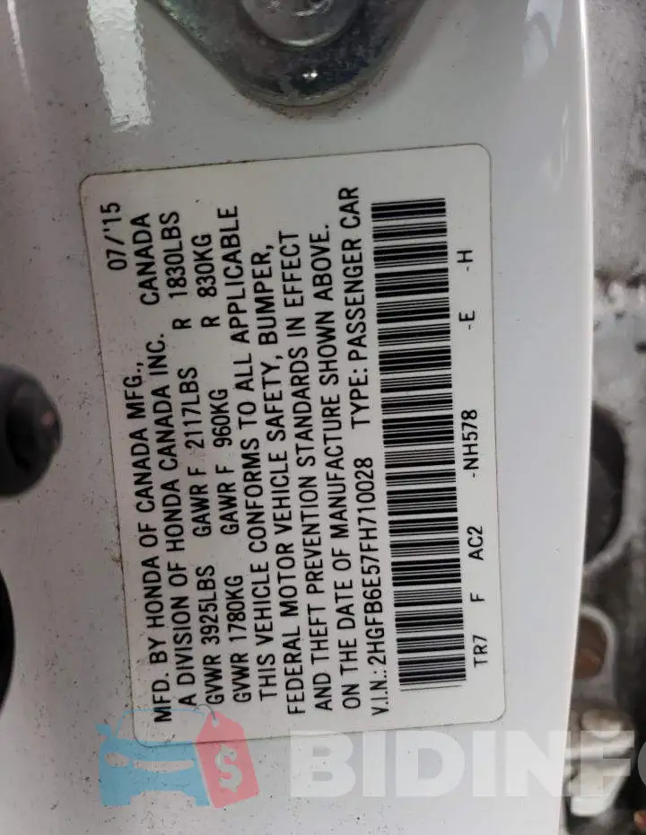 2HGFB6E57FH710028 Photo# 12