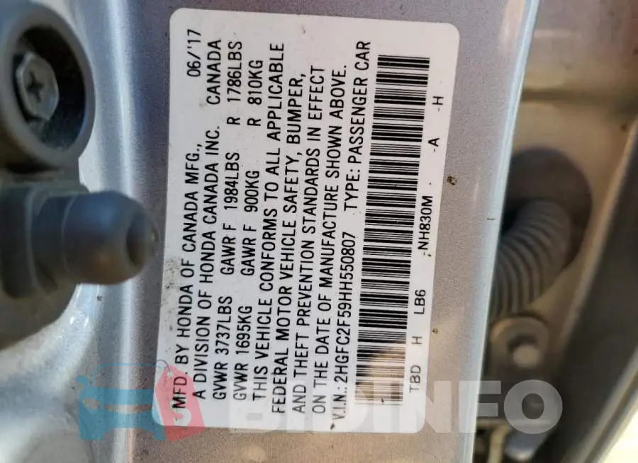 2HGFC2F59HH550807 Photo# 13