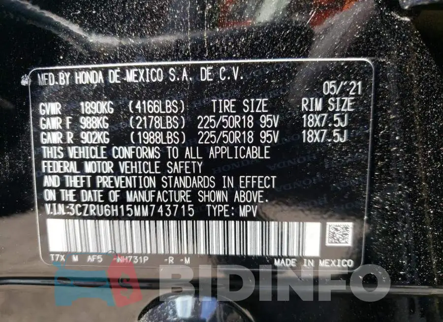 3CZRU6H15MM743715 Photo# 13