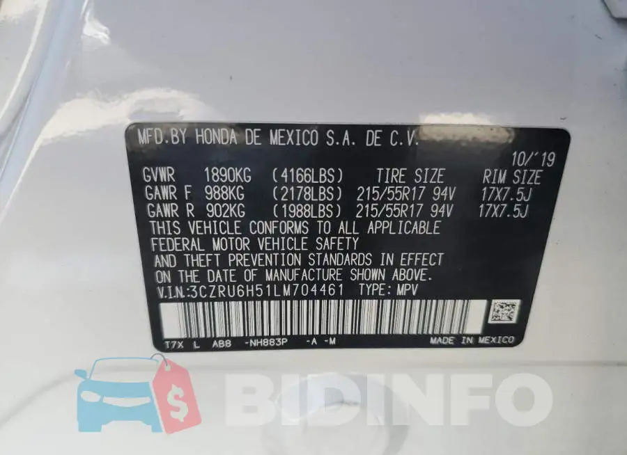 3CZRU6H51LM704461 Photo# 14