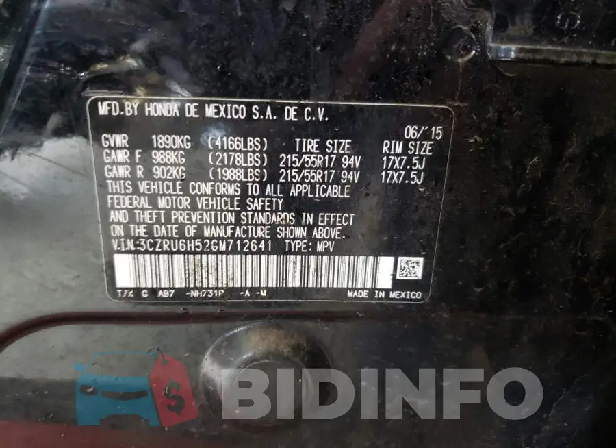 3CZRU6H52GM712641 Photo# 14