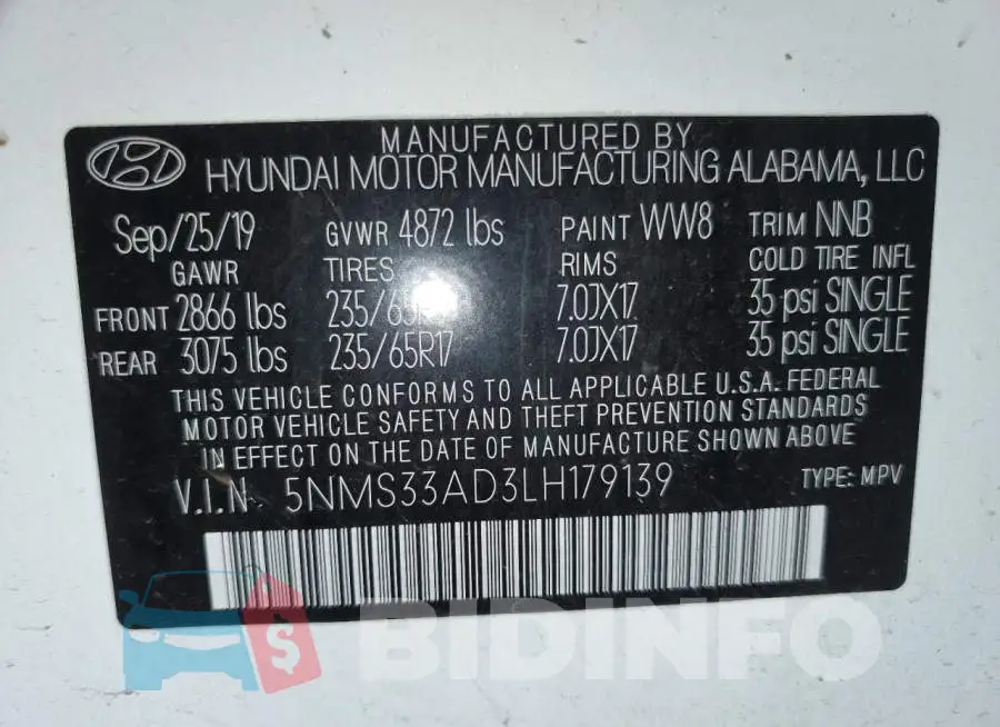 5NMS33AD3LH179139 Photo# 13
