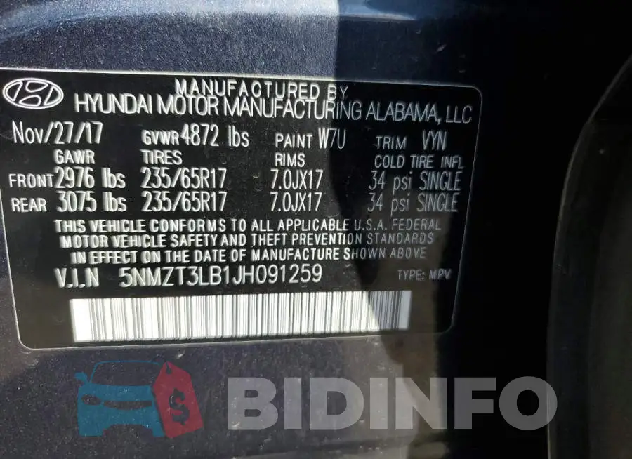 5NMZT3LB1JH091259 Photo# 13