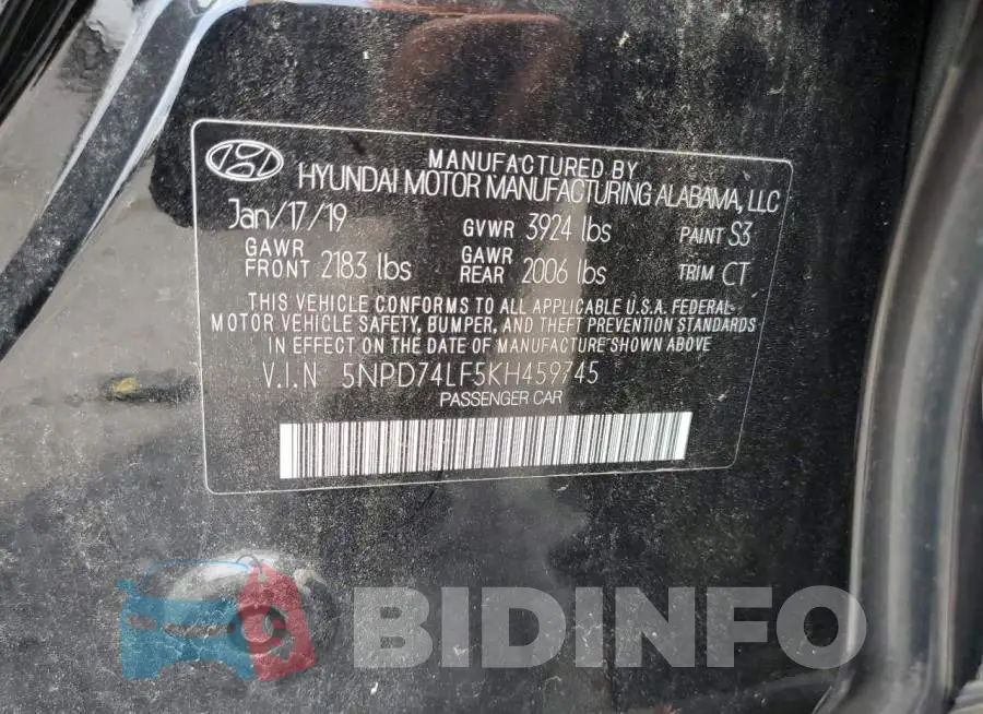 5NPD74LF5KH459745 Photo# 12