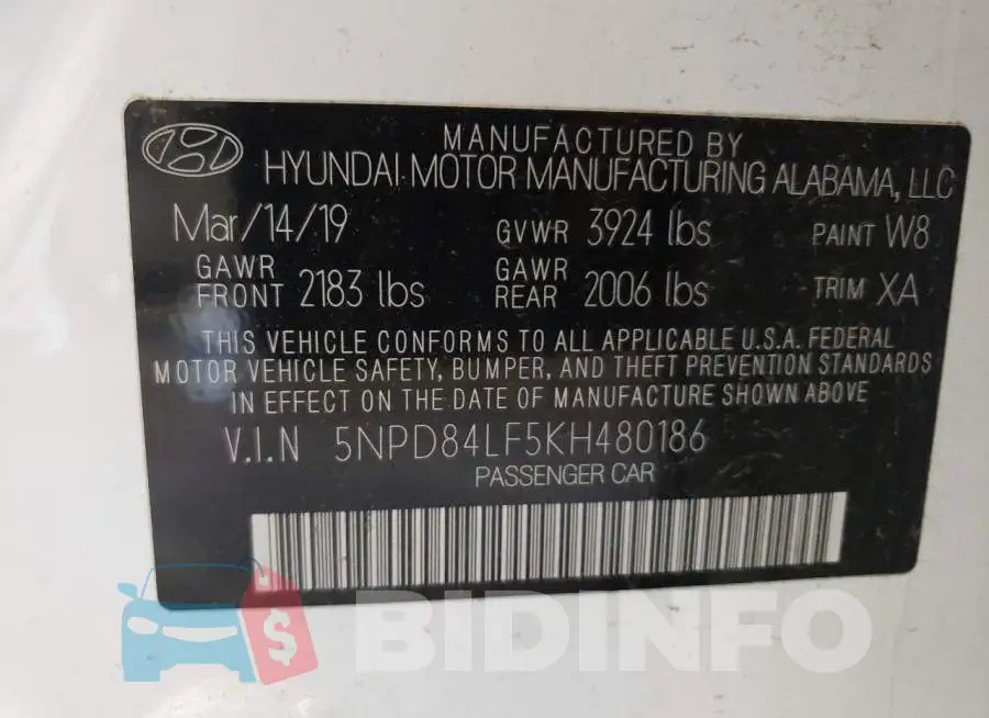 5NPD84LF5KH480186 Photo# 12