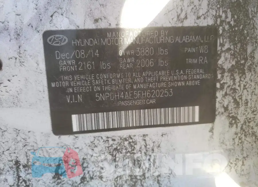 5NPDH4AE5FH620253 Photo# 12