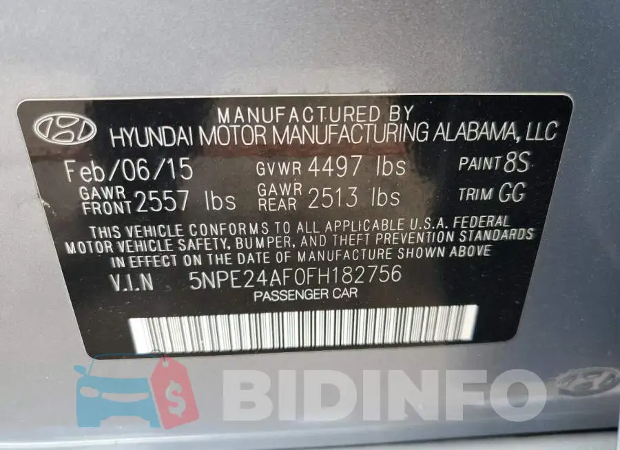 5NPE24AF0FH182756 Photo# 13