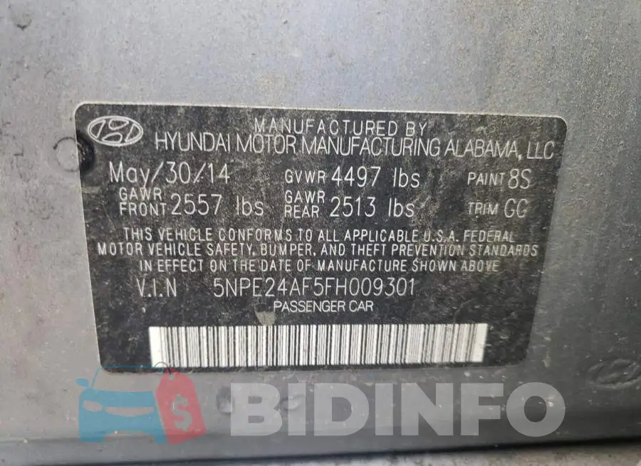 5NPE24AF5FH009301 Photo# 12