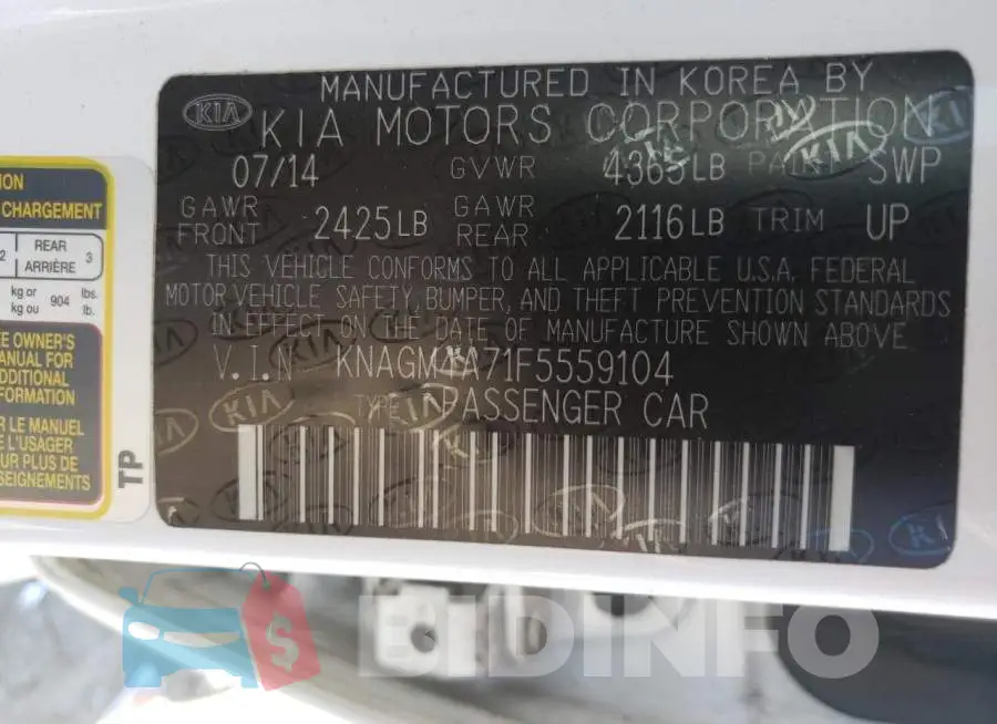 KNAGM4A71F5559104 Photo# 12