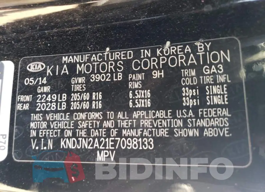 KNDJN2A21E7098133 Photo# 12