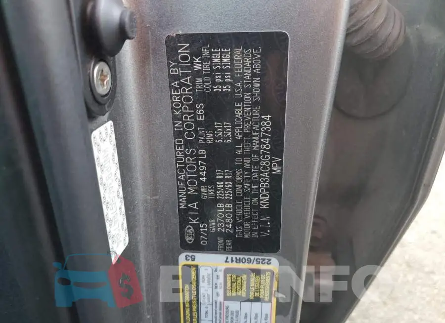 KNDPB3AC8G7847384 Photo# 13